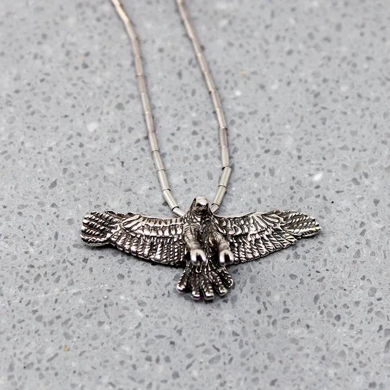 Beaded Necklace with Silver Eagle Pendant