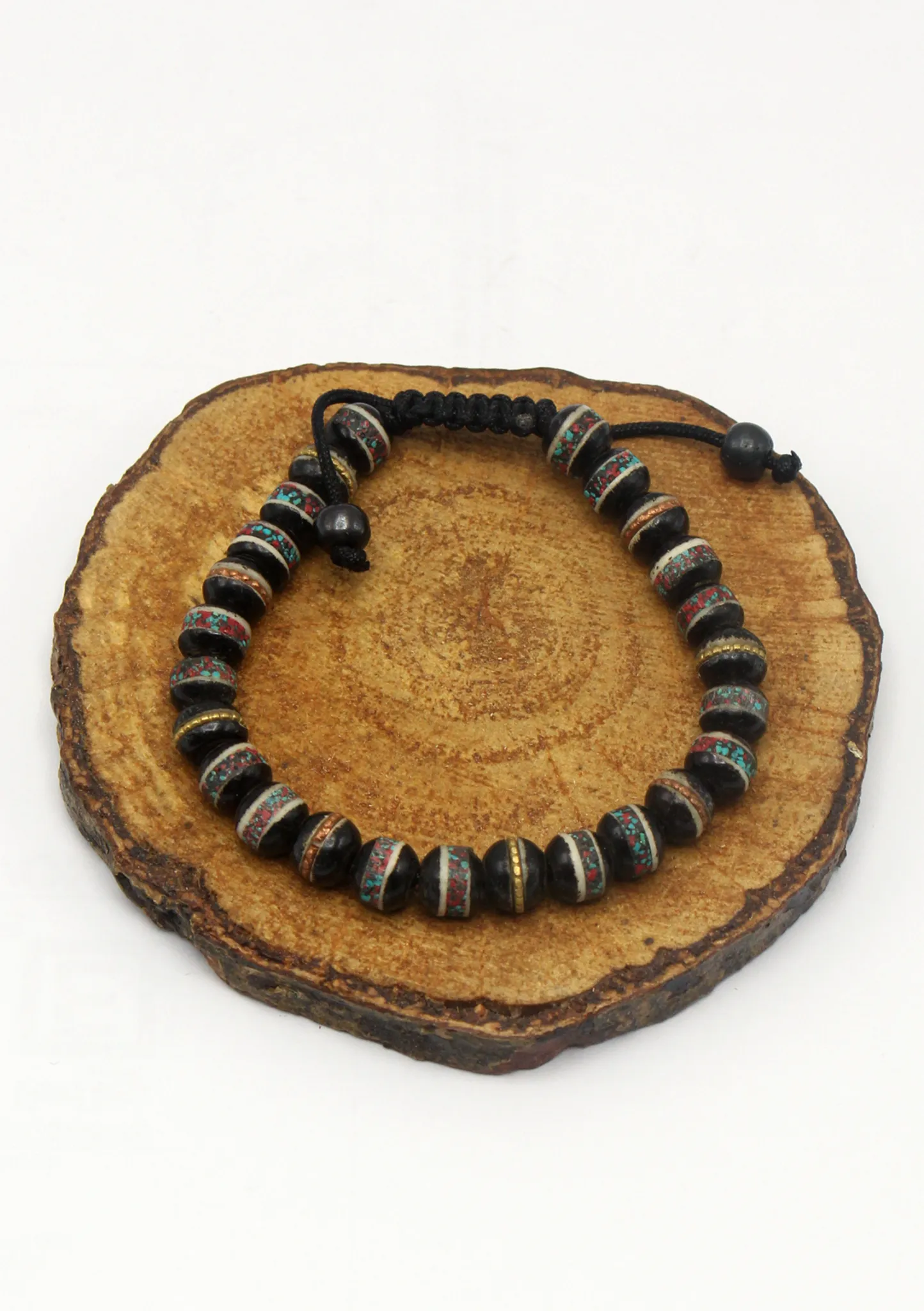 Black Bone Inlaid Wrist Mala