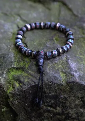 Black Bone Inlaid Wrist Mala