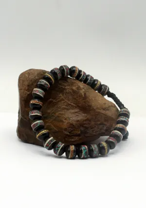 Black Bone Inlaid Wrist Mala