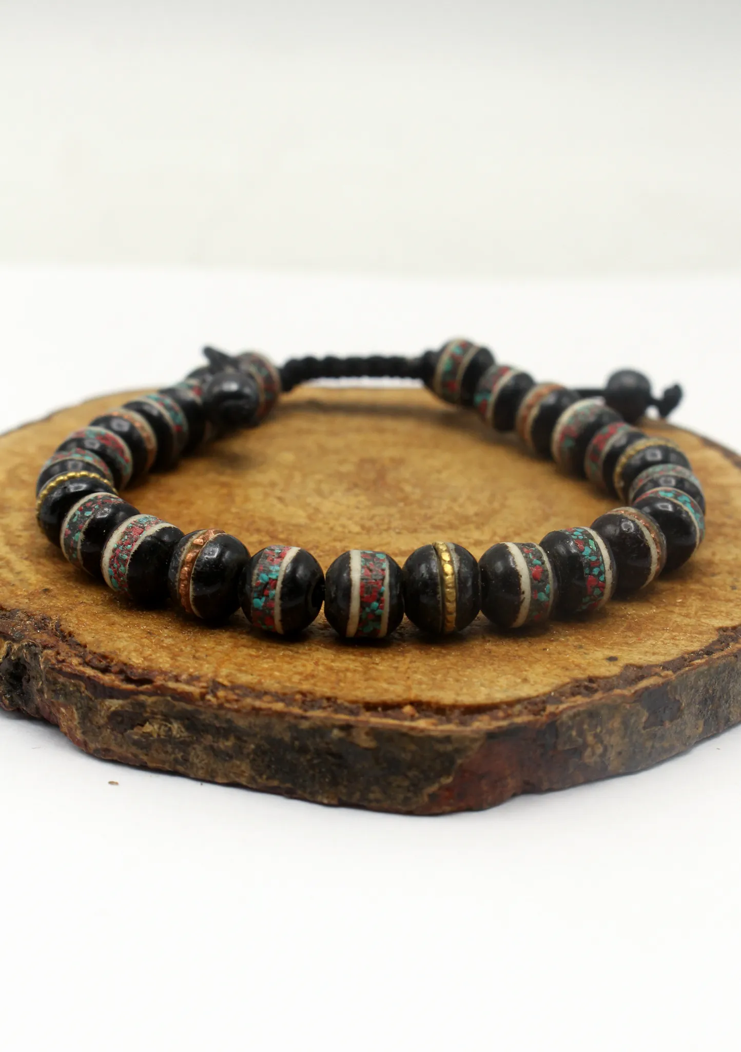 Black Bone Inlaid Wrist Mala