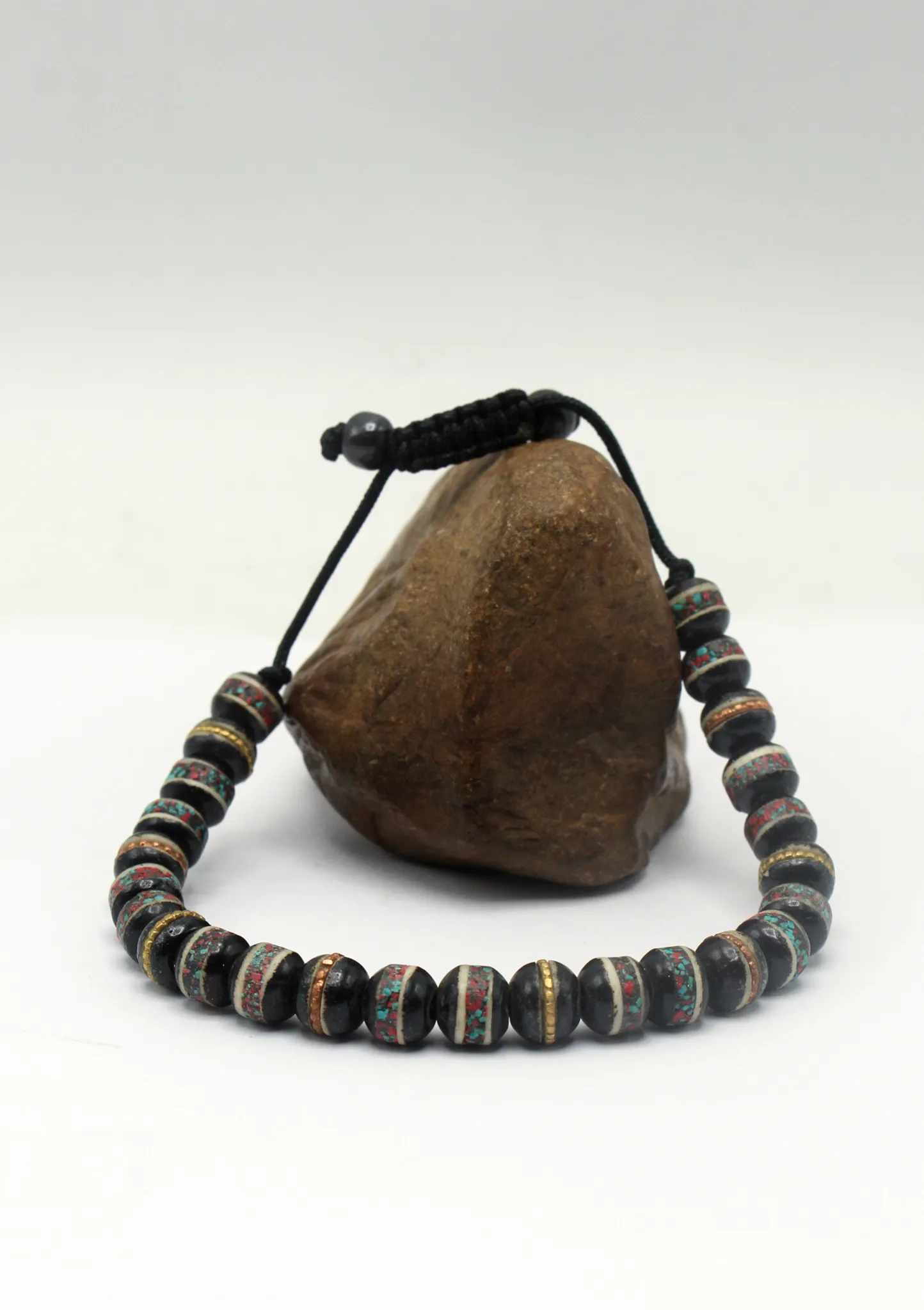 Black Bone Inlaid Wrist Mala