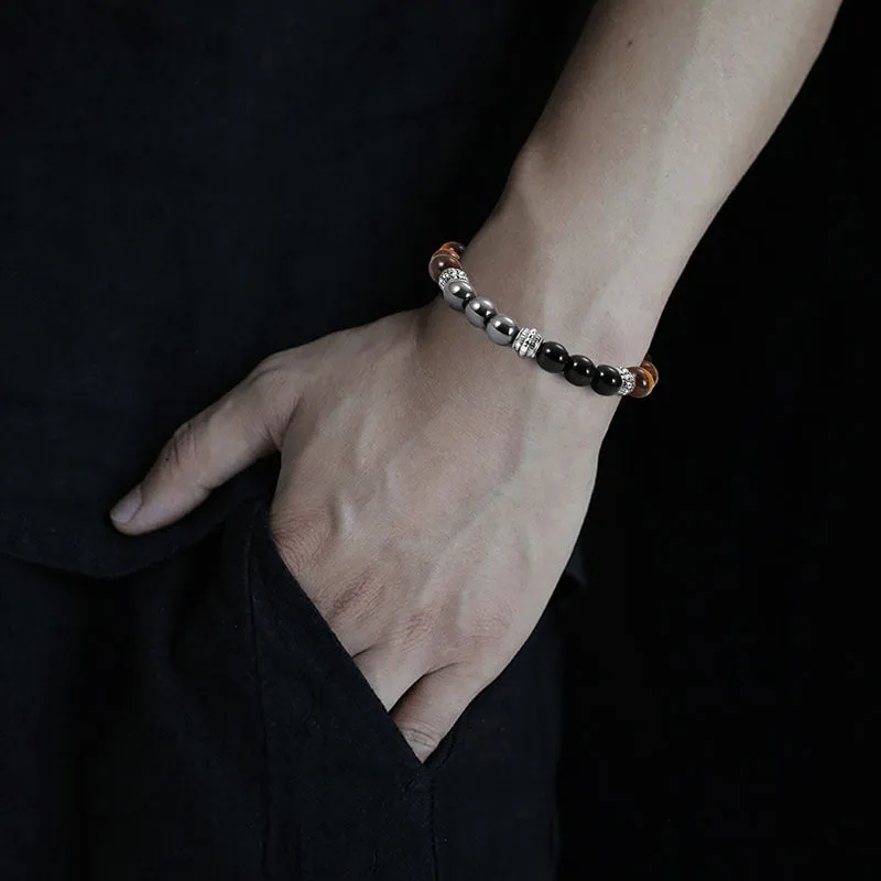 Black frosted stone tiger eye bracelet