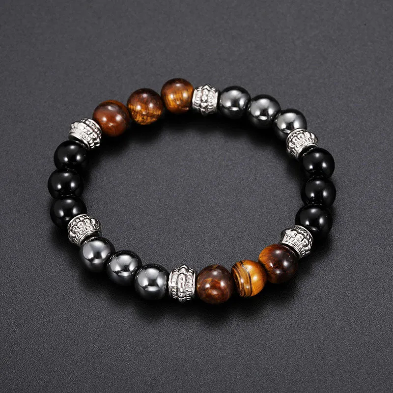Black frosted stone tiger eye bracelet