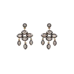 BLACK RHODIUM SOPHIA MARQUISE DIAMOND CHANDELIER EARRINGS