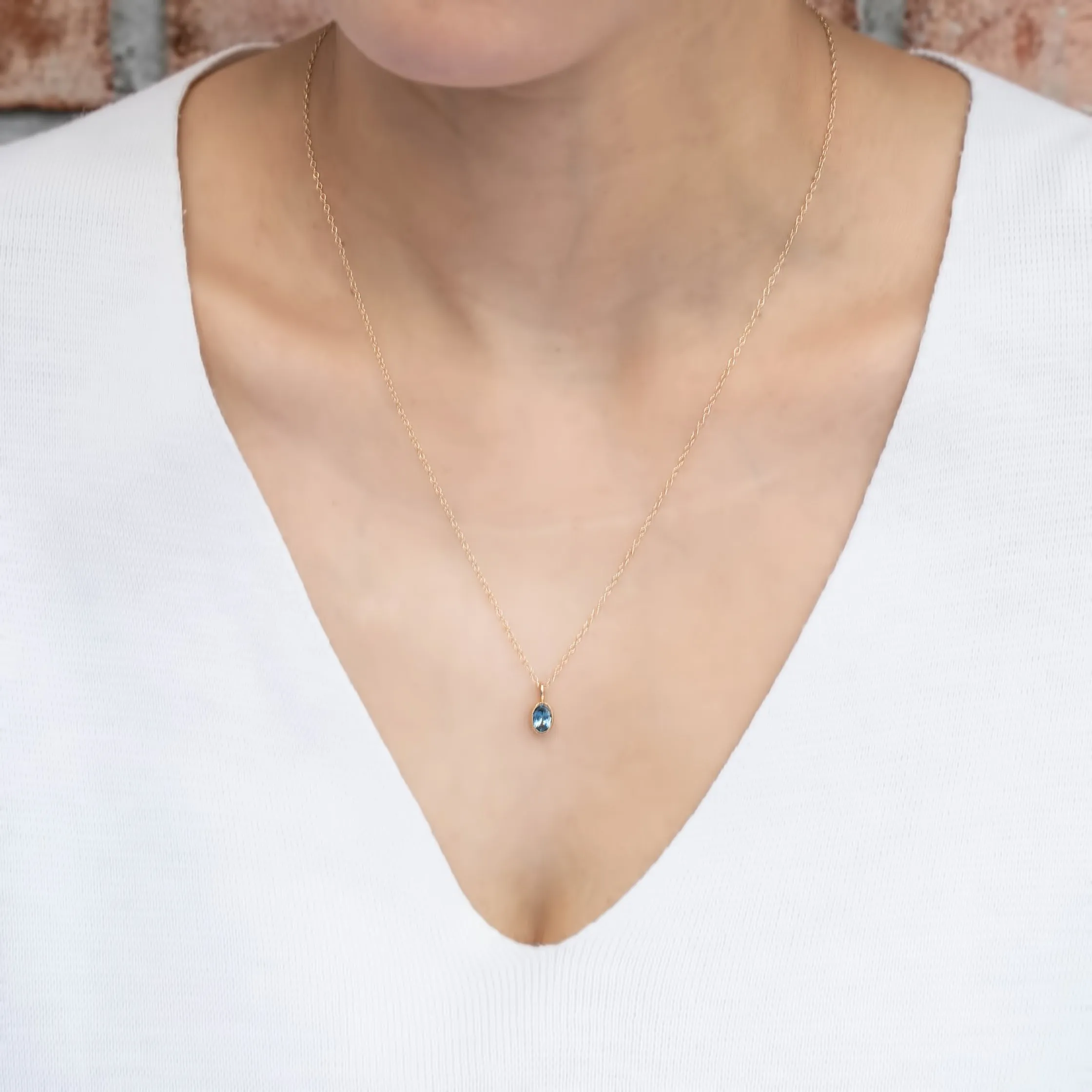 Blue Green Montana Sapphire Bezel Set Charm