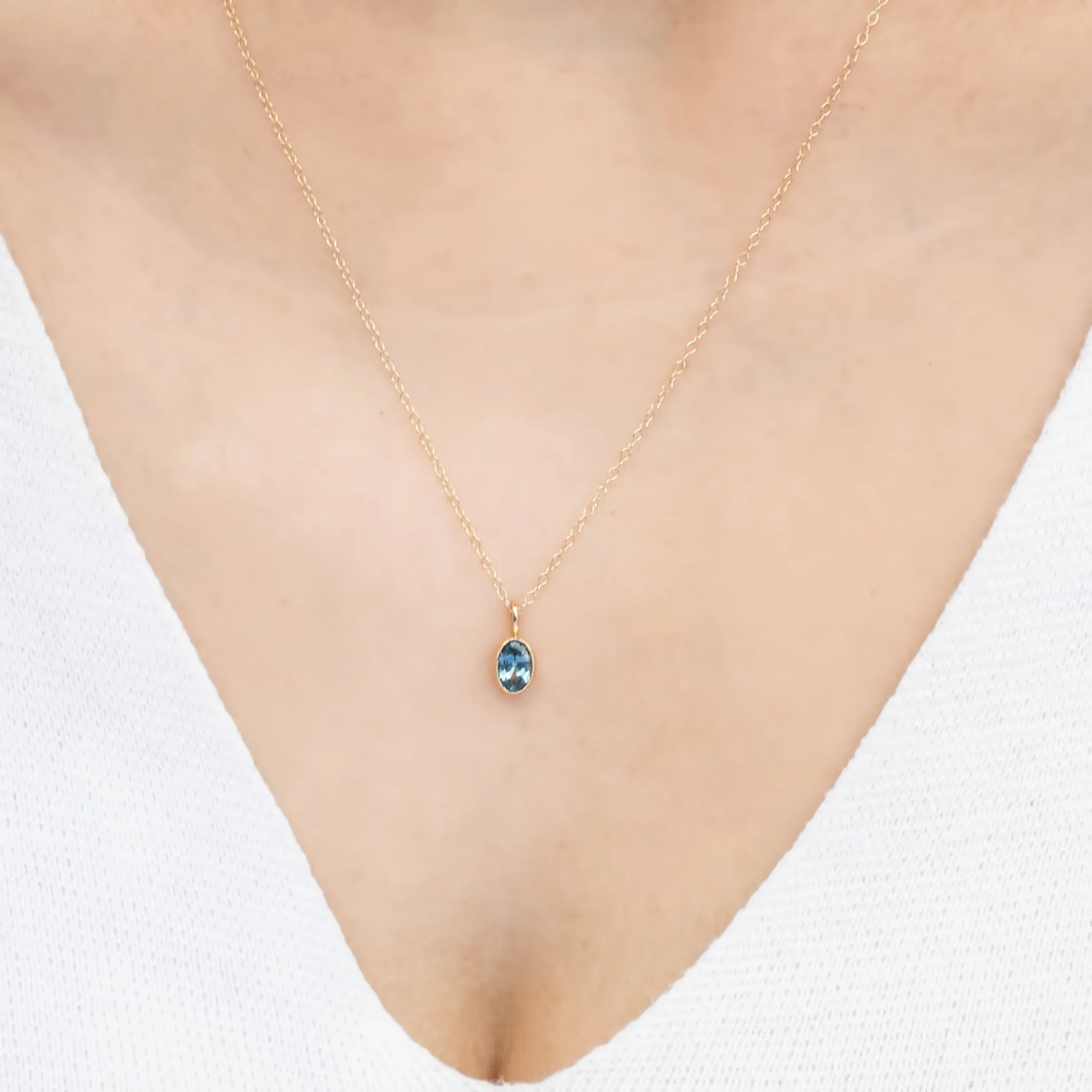Blue Green Montana Sapphire Bezel Set Charm