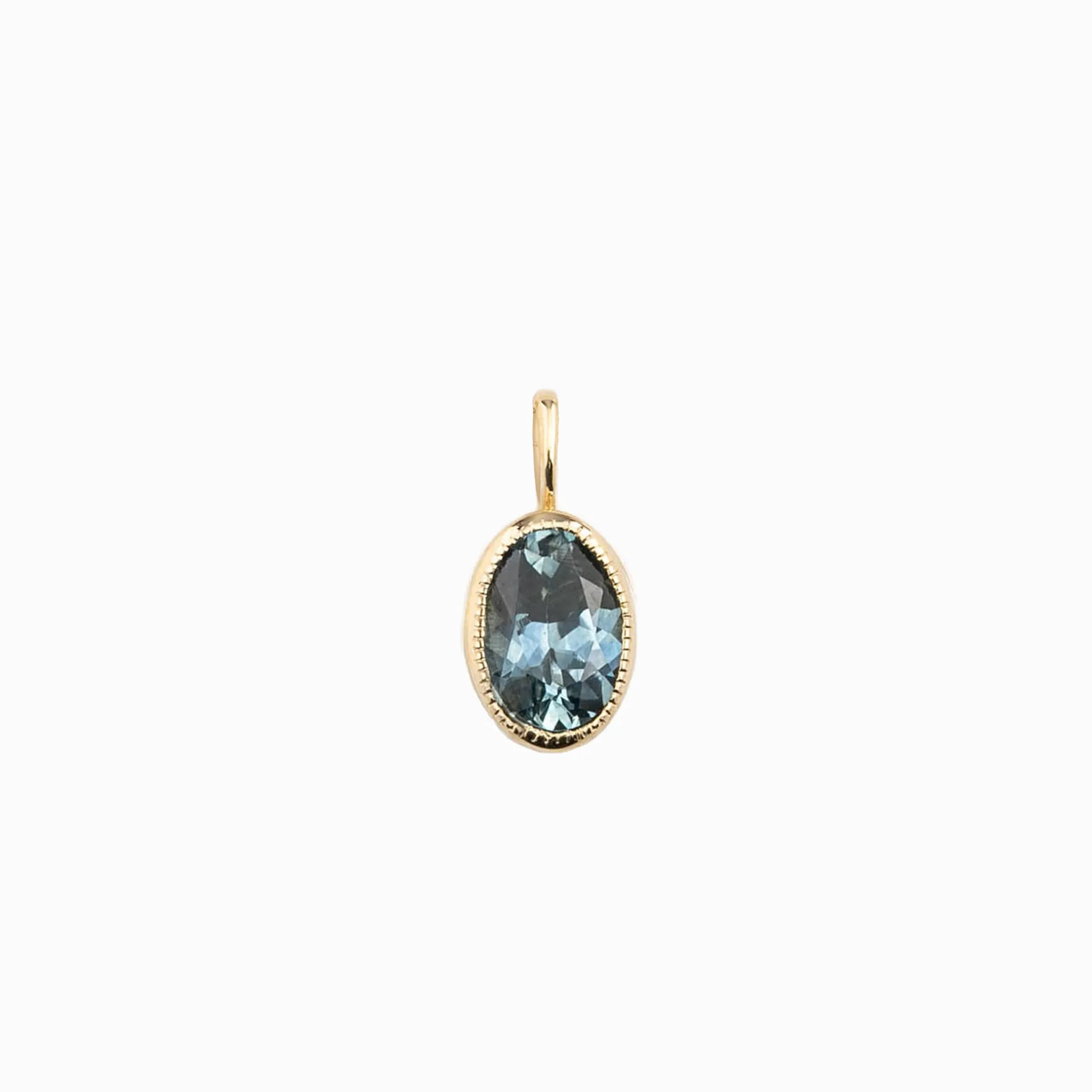 Blue Green Montana Sapphire Bezel Set Charm