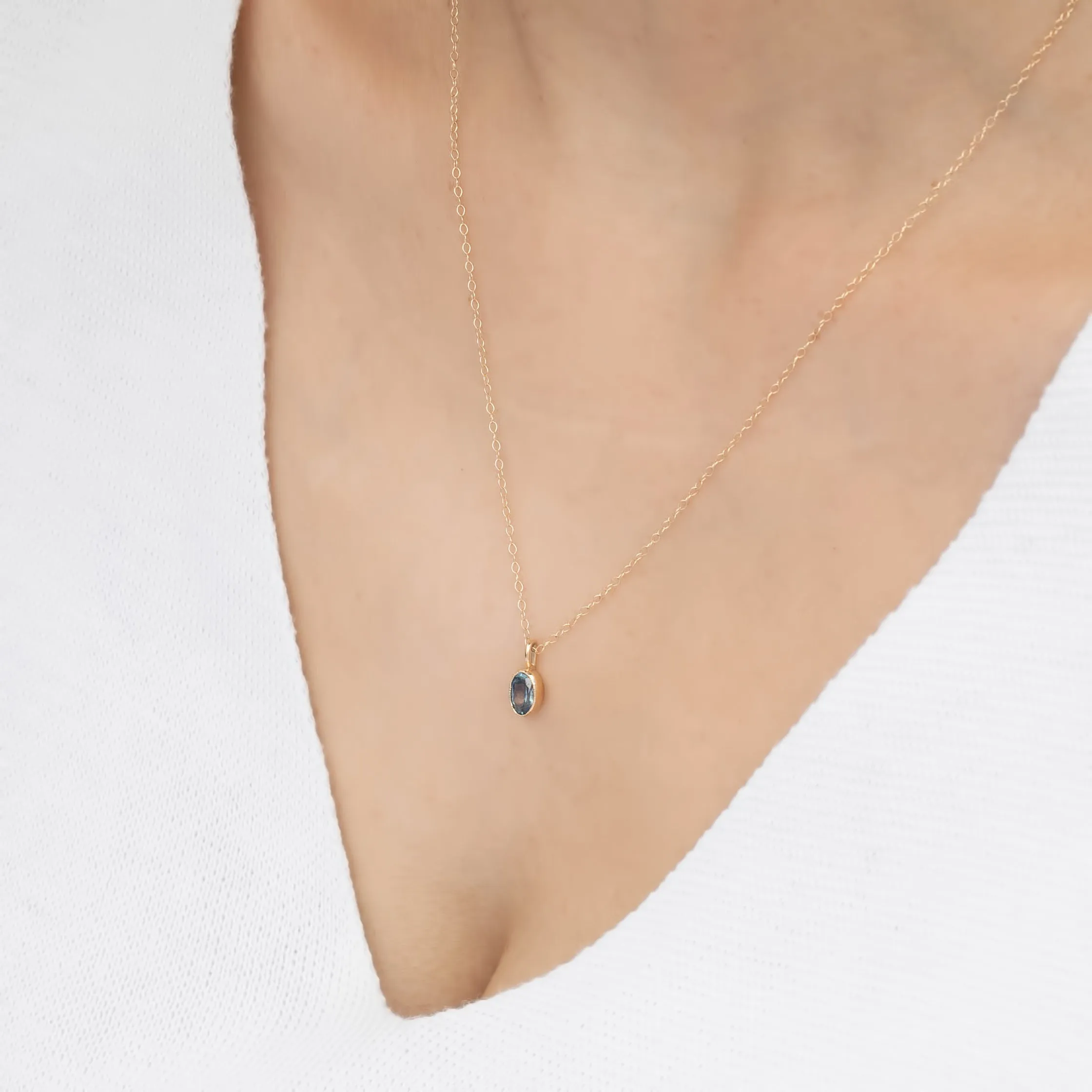 Blue Green Montana Sapphire Bezel Set Charm