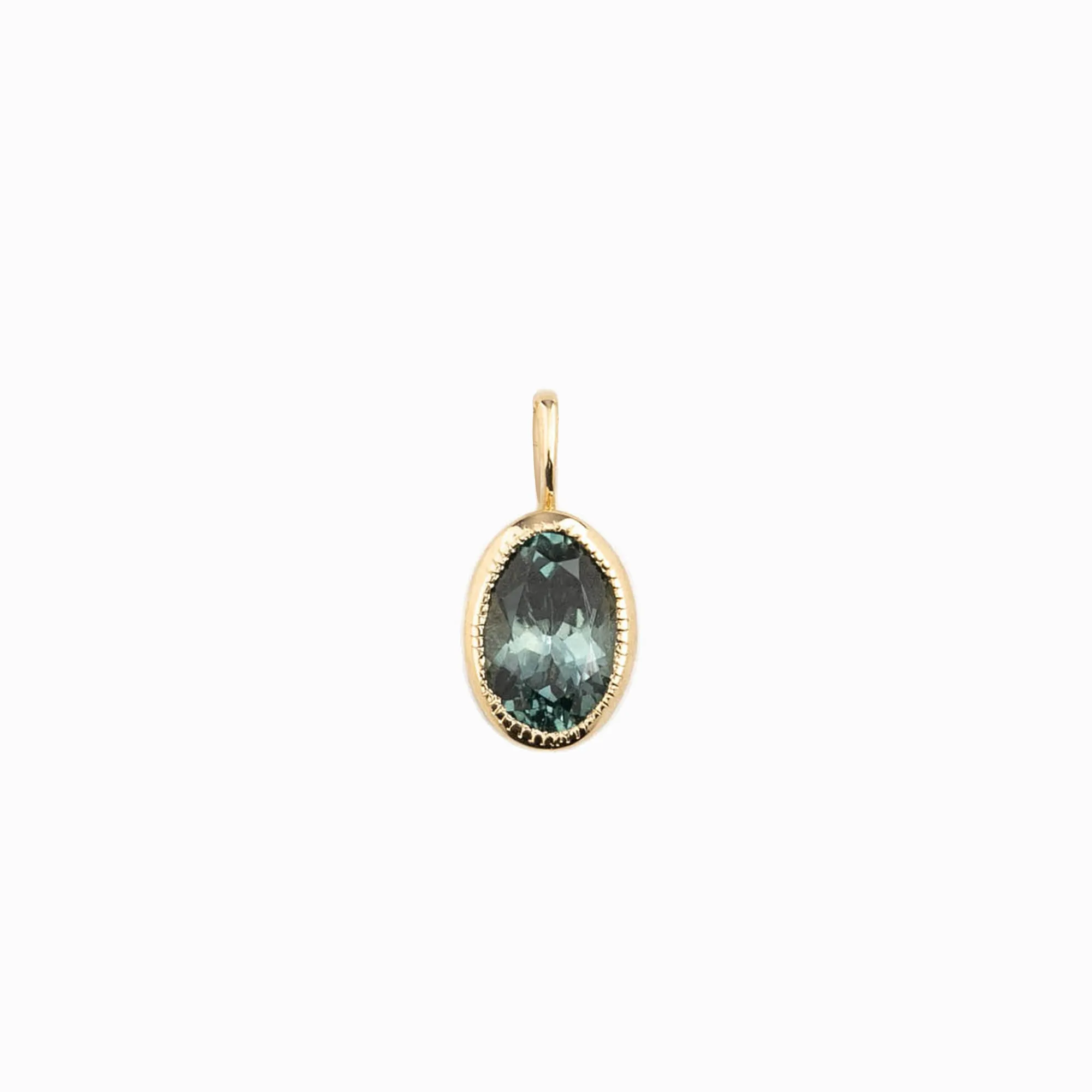 Blue Green Montana Sapphire Bezel Set Charm