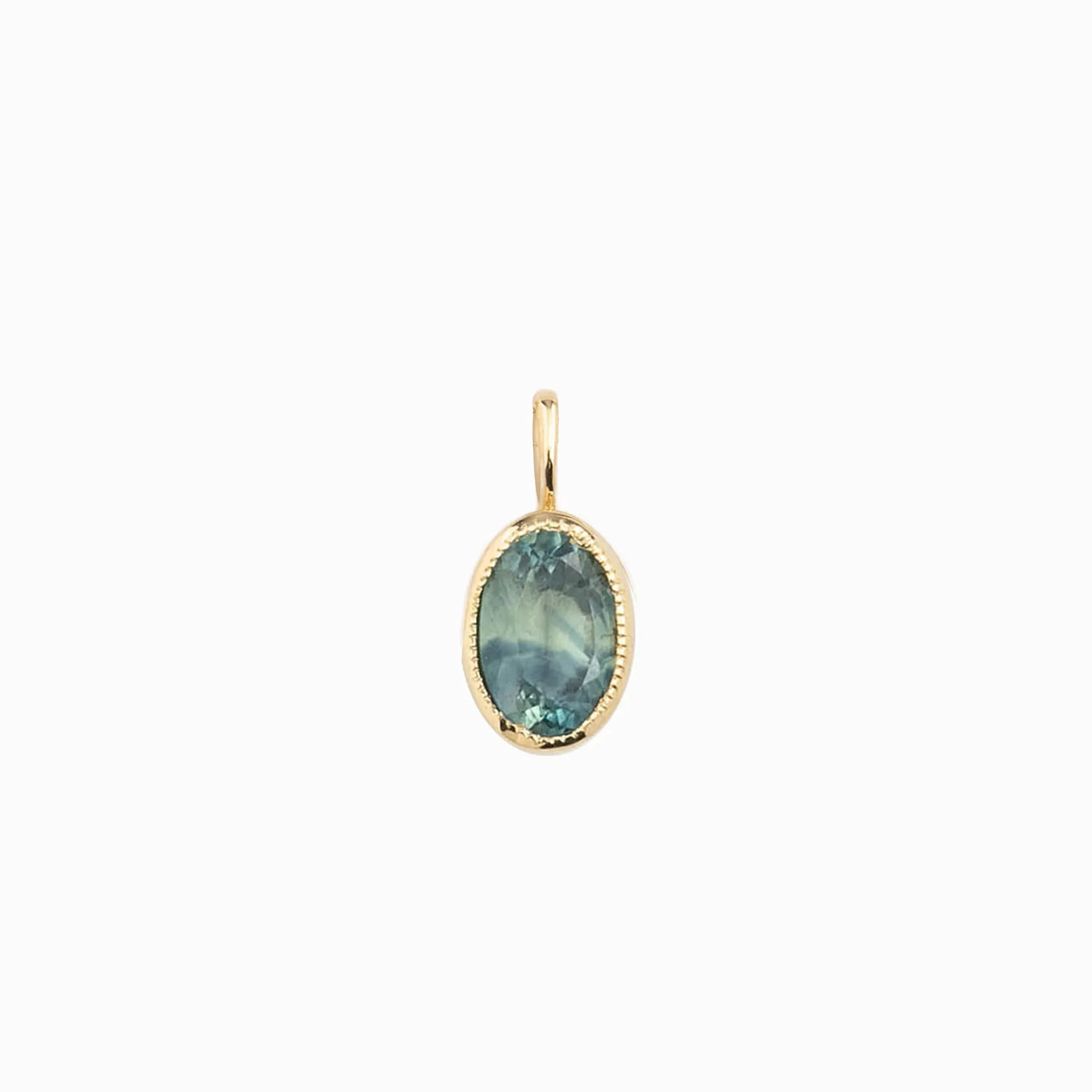 Blue Green Montana Sapphire Bezel Set Charm
