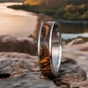 Bocote inlay titanium ring
