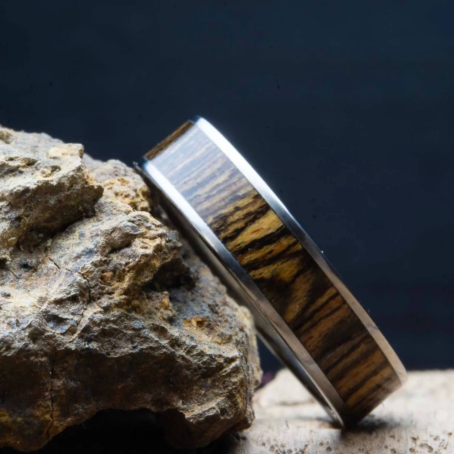 Bocote inlay titanium ring