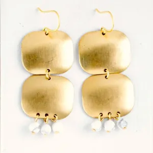 Brass and Faux Marble Beaded Chandeliers