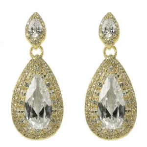 Bridey Pear Chandelier Earrings | 18k Gold | 55mm