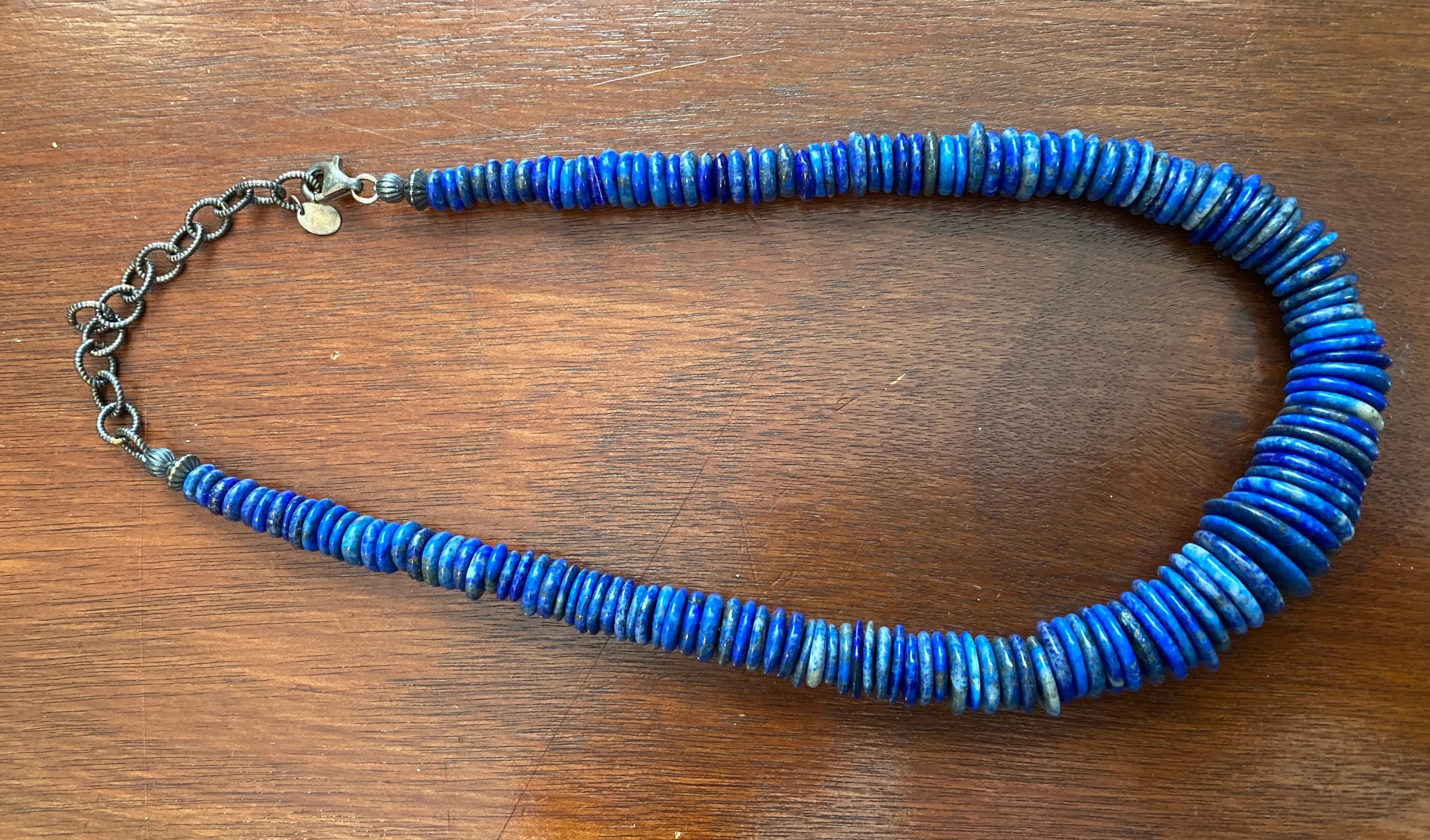 Carolyn Pollack Relios Lapis Graduated Disc Heishi Necklace
