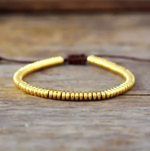 Cool Pan-Shaped Hematite Hand Beaded Friendship Bracelet