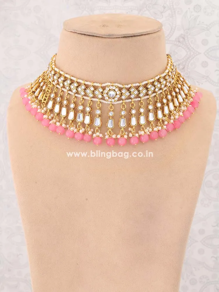 Coral Aanandi Kundan Jewellery Set