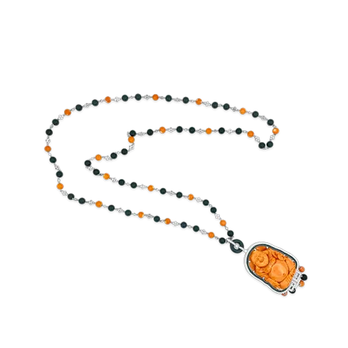 Coral & Diamond Buddha Necklace