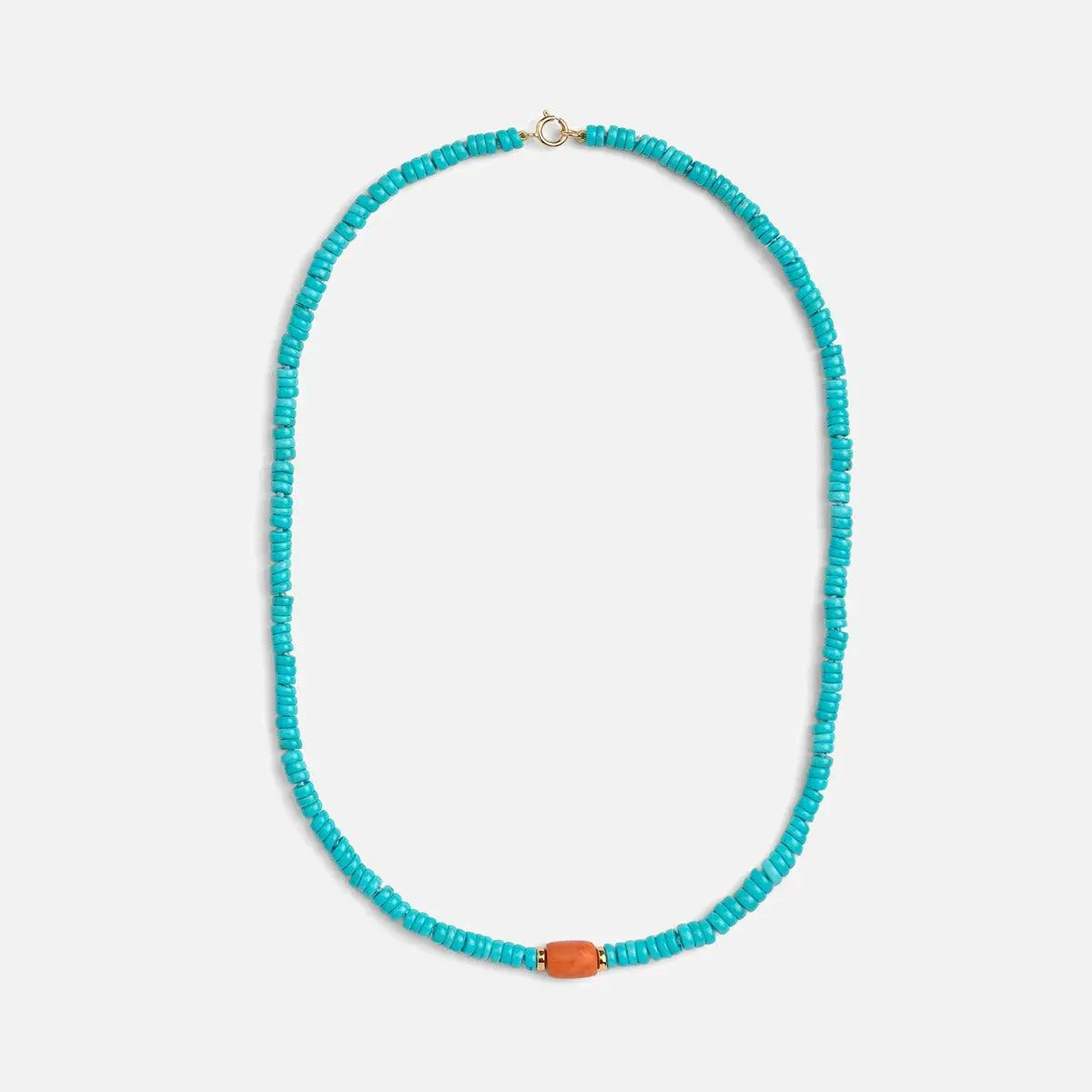 Coral & Turquoise Beaded Necklace