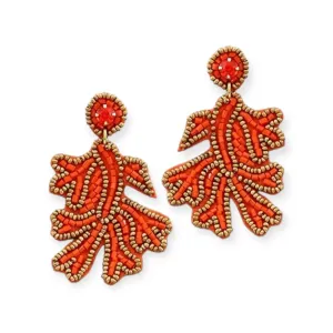 Coral Beaded Drop Earrings