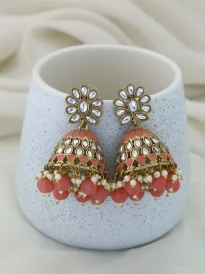 Coral Manjira Jhumkis