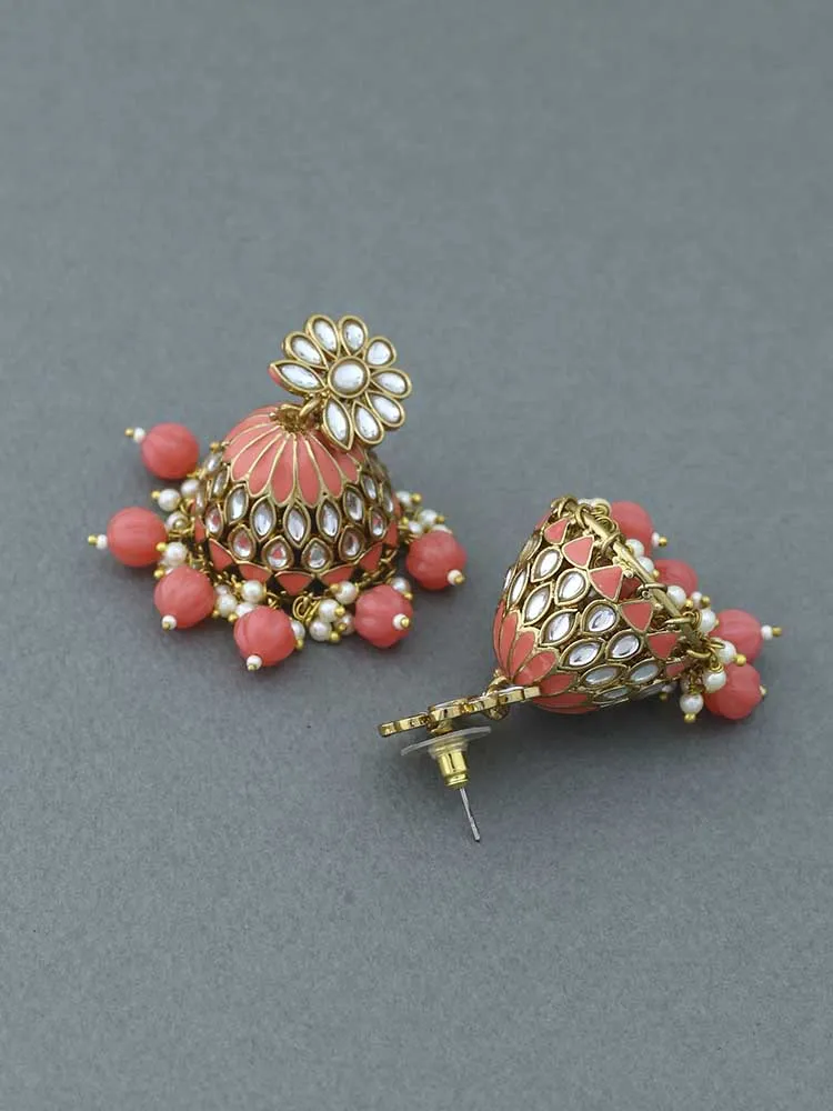Coral Manjira Jhumkis