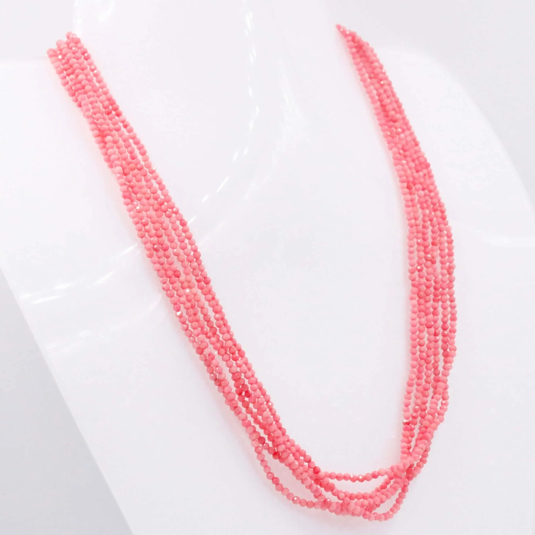Coral Necklace Pink Coral Necklace Faceted Coral Necklace Layered Necklace Multi Strand Pink Coral Strand Necklace SKU 6142912
