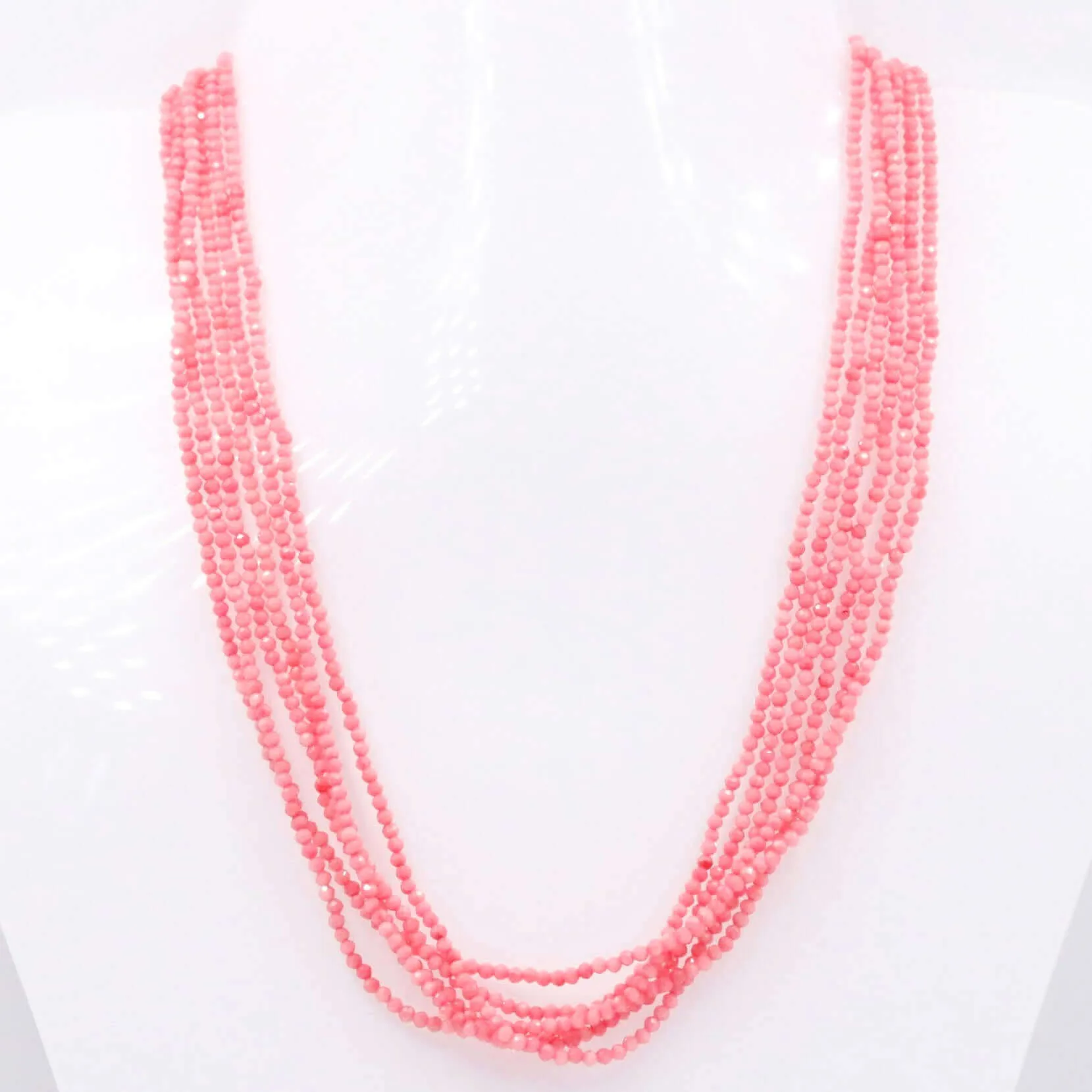 Coral Necklace Pink Coral Necklace Faceted Coral Necklace Layered Necklace Multi Strand Pink Coral Strand Necklace SKU 6142912