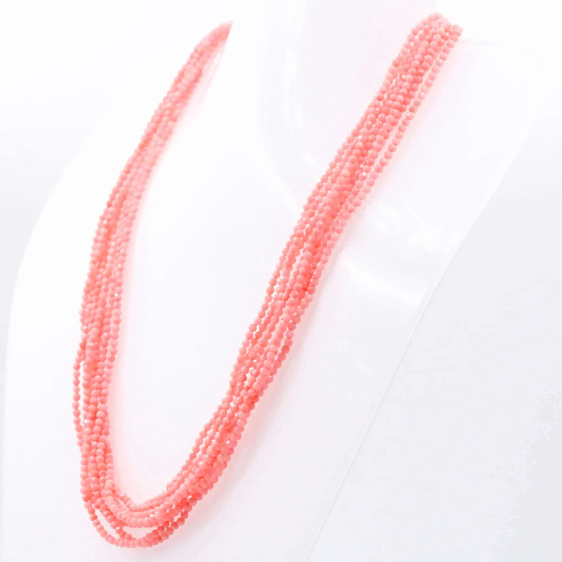 Coral Necklace Pink Coral Necklace Faceted Coral Necklace Layered Necklace Multi Strand Pink Coral Strand Necklace SKU 6142912