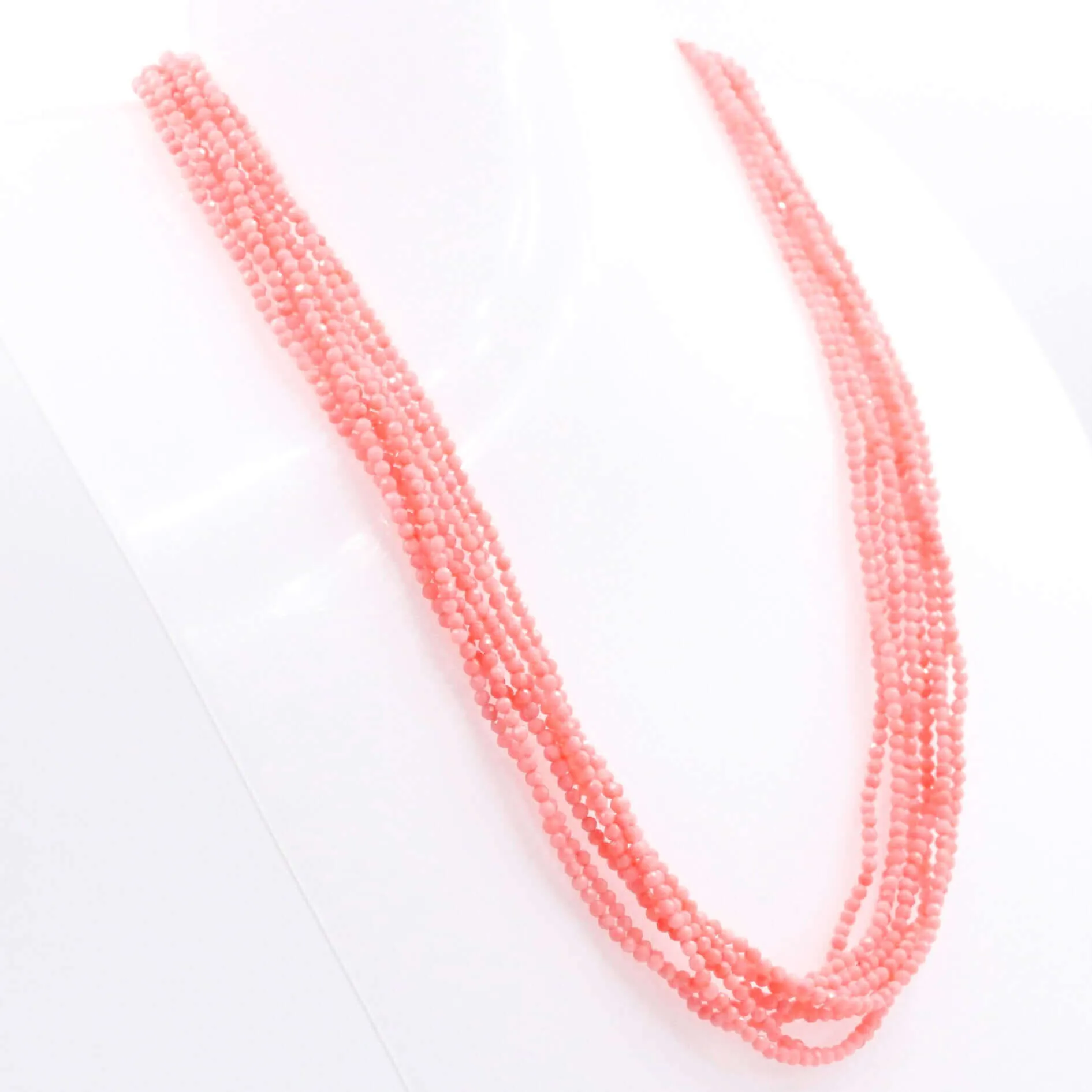 Coral Necklace Pink Coral Necklace Faceted Coral Necklace Layered Necklace Multi Strand Pink Coral Strand Necklace SKU 6142912