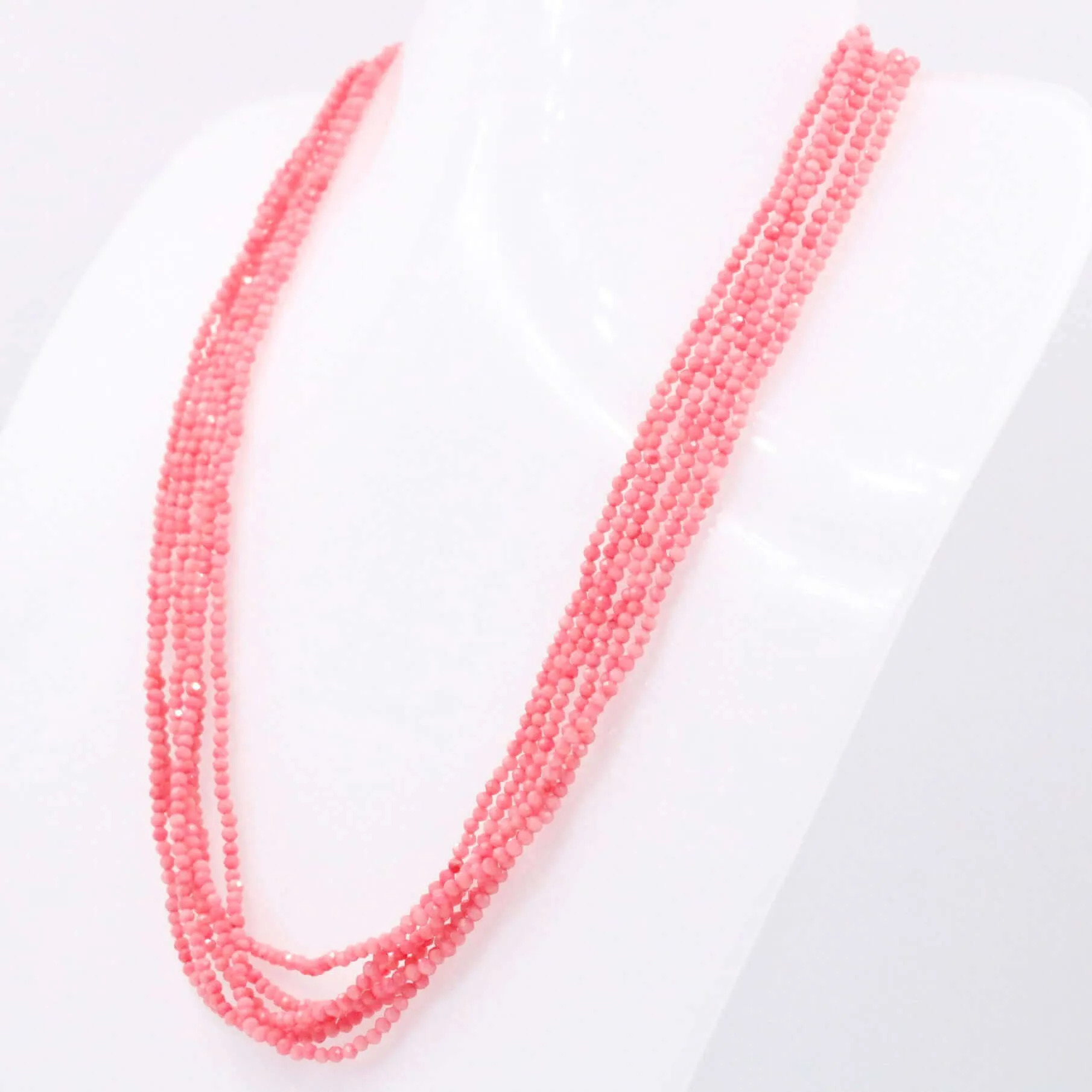 Coral Necklace Pink Coral Necklace Faceted Coral Necklace Layered Necklace Multi Strand Pink Coral Strand Necklace SKU 6142912