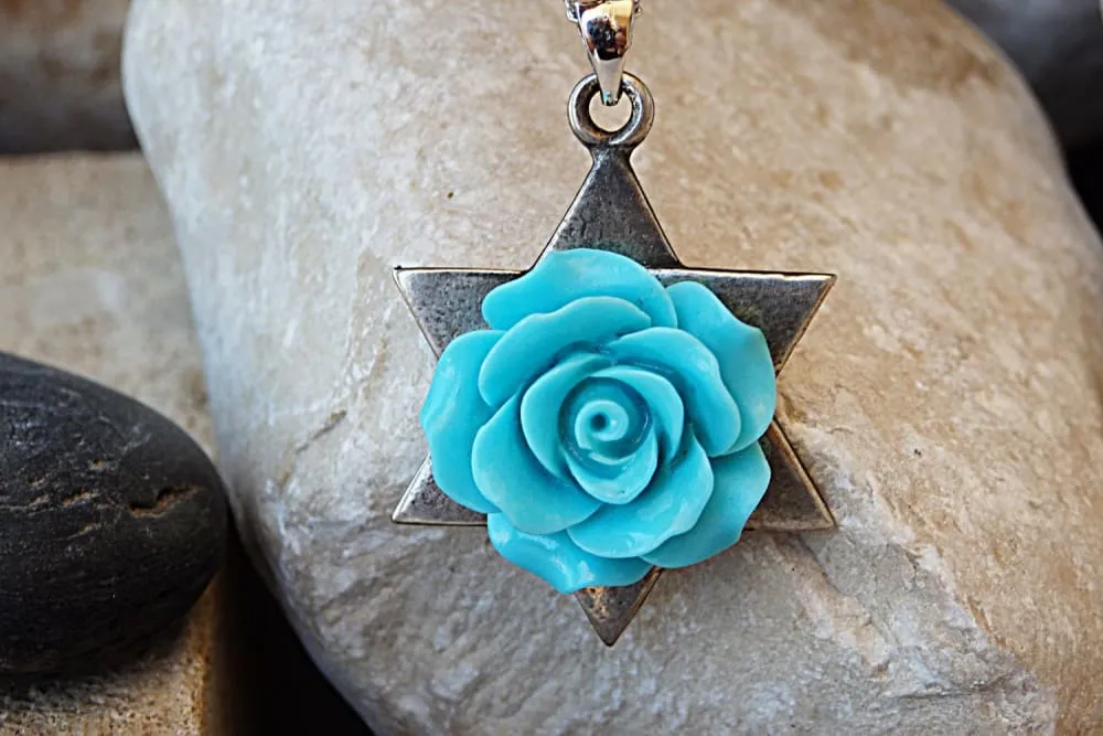 Coral Star of David necklace