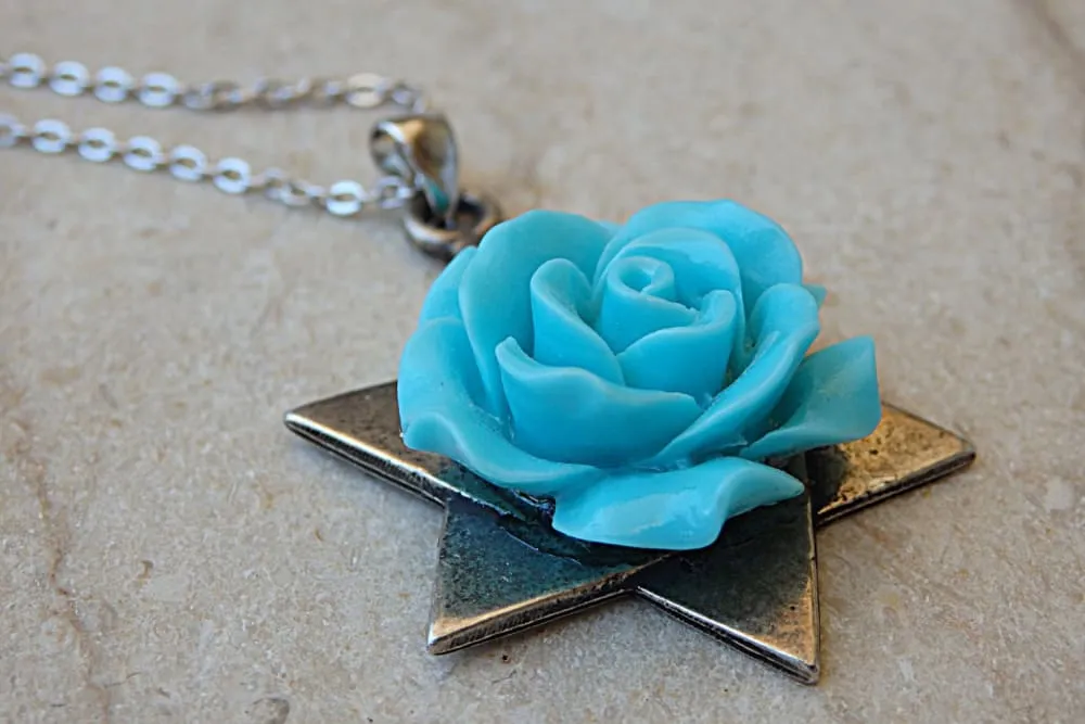 Coral Star of David necklace
