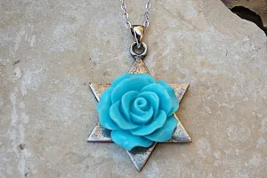 Coral Star of David necklace