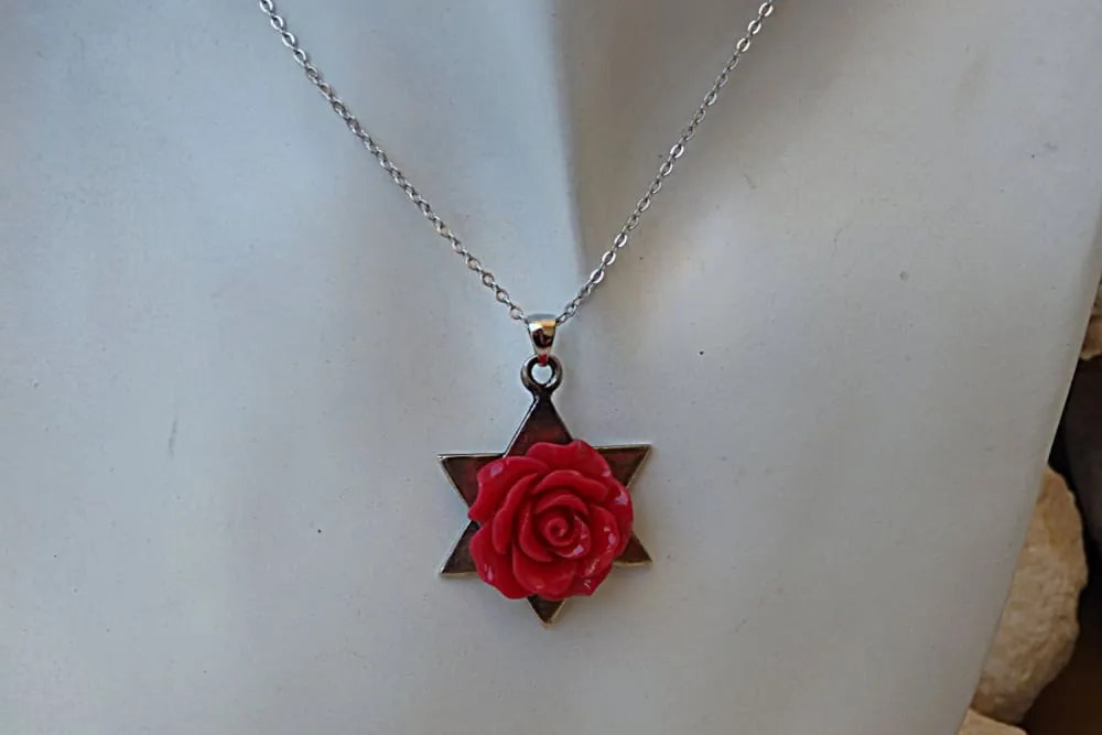 Coral Star of David necklace