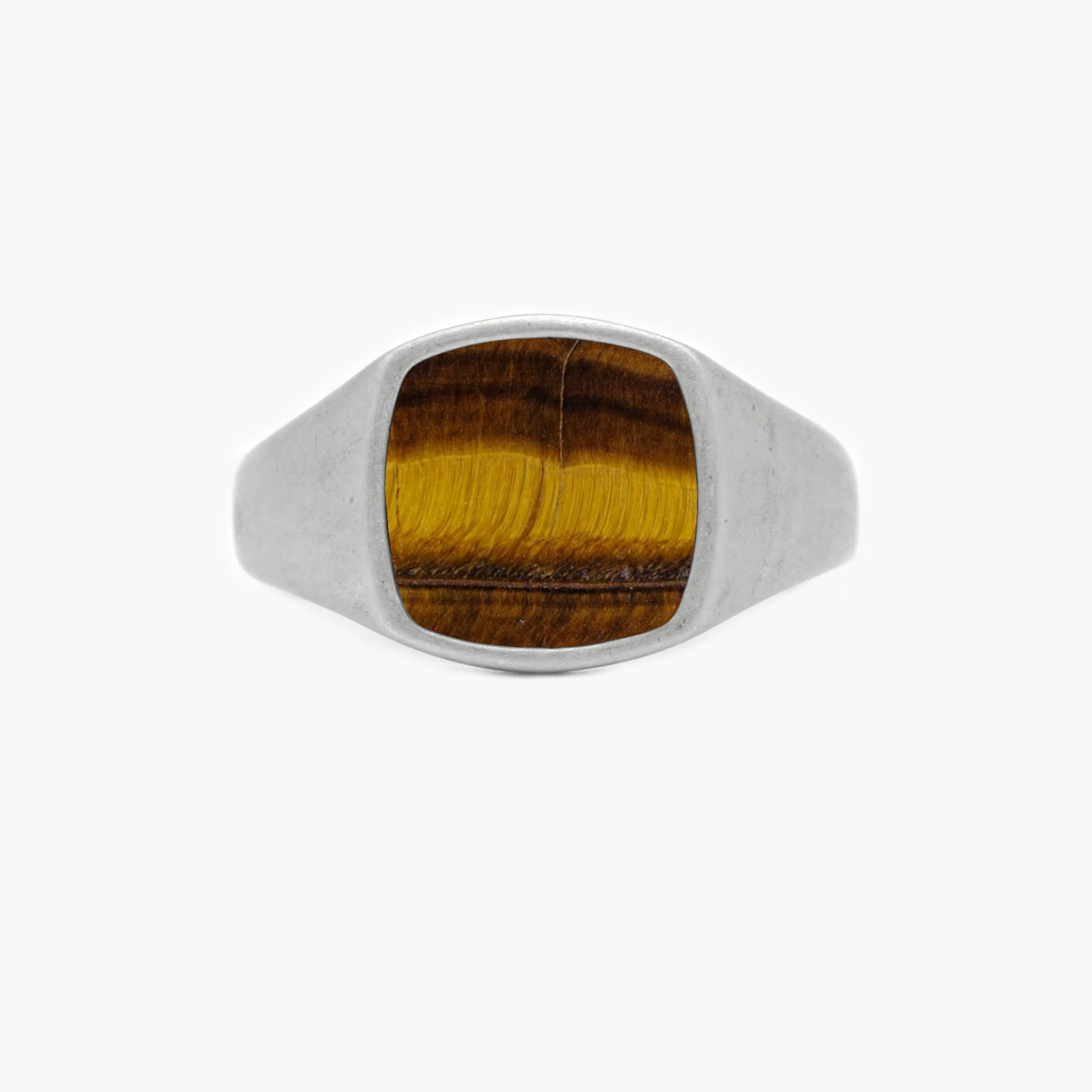 Cushion Signet Ring With Tiger Eye Stone