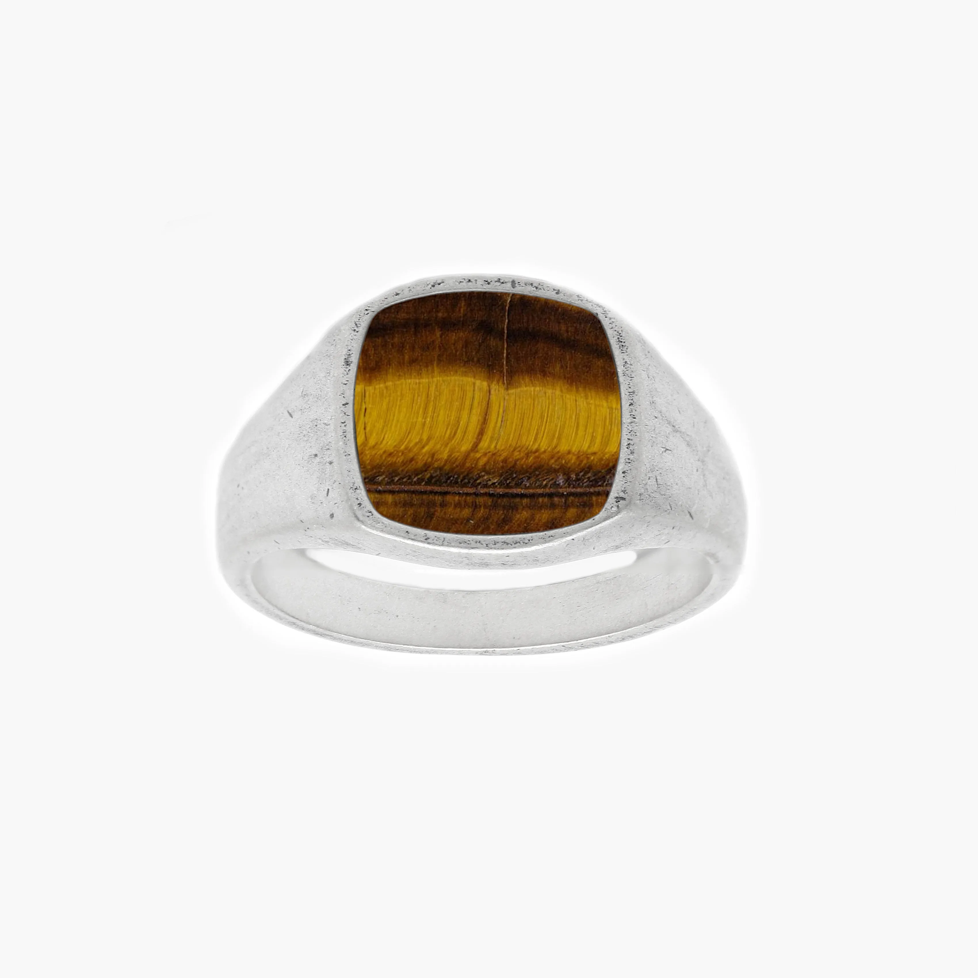 Cushion Signet Ring With Tiger Eye Stone