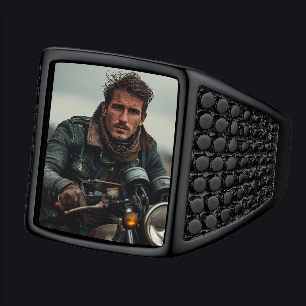 Customized Photo Ring Square Engraved Signet Ring