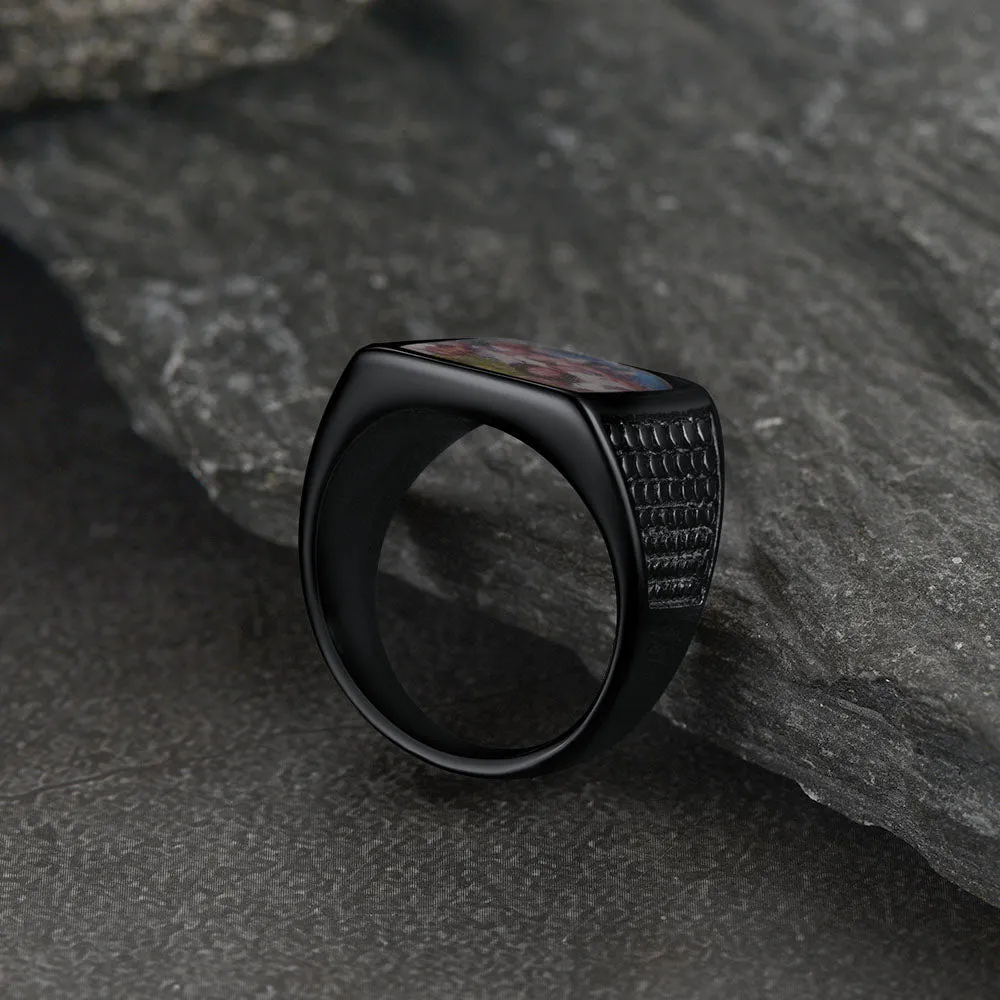 Customized Photo Ring Square Engraved Signet Ring