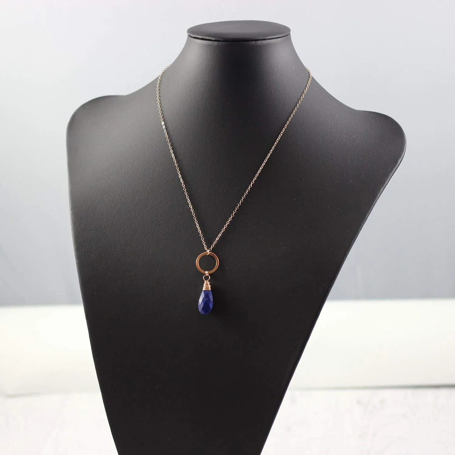 Dark Blue Lapis Lazuli Rose Gold Necklace