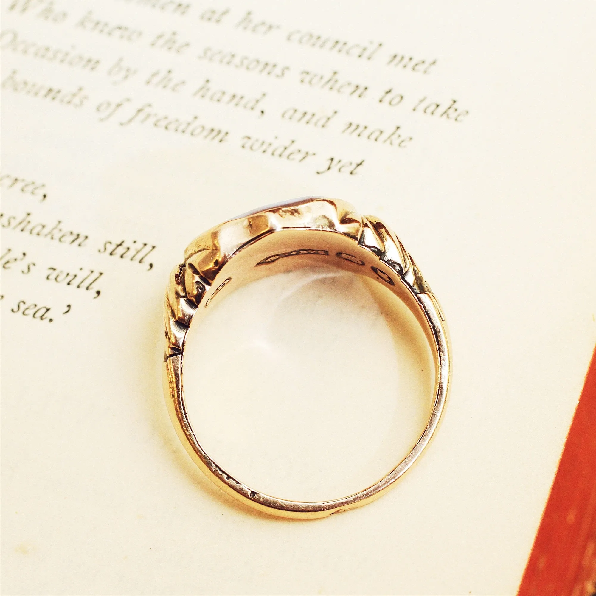 Date 1855 Sardonyx Shield Signet Ring