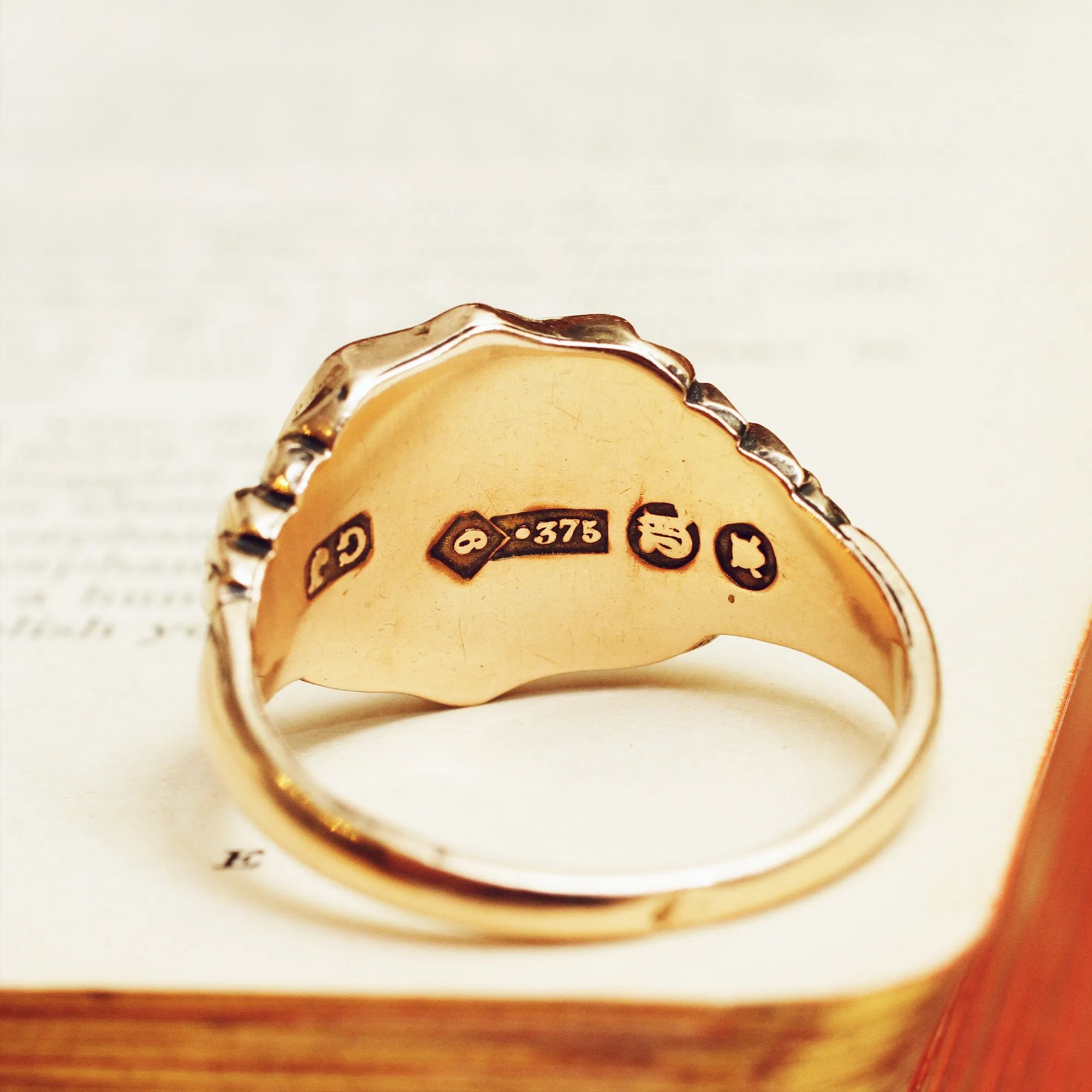 Date 1855 Sardonyx Shield Signet Ring