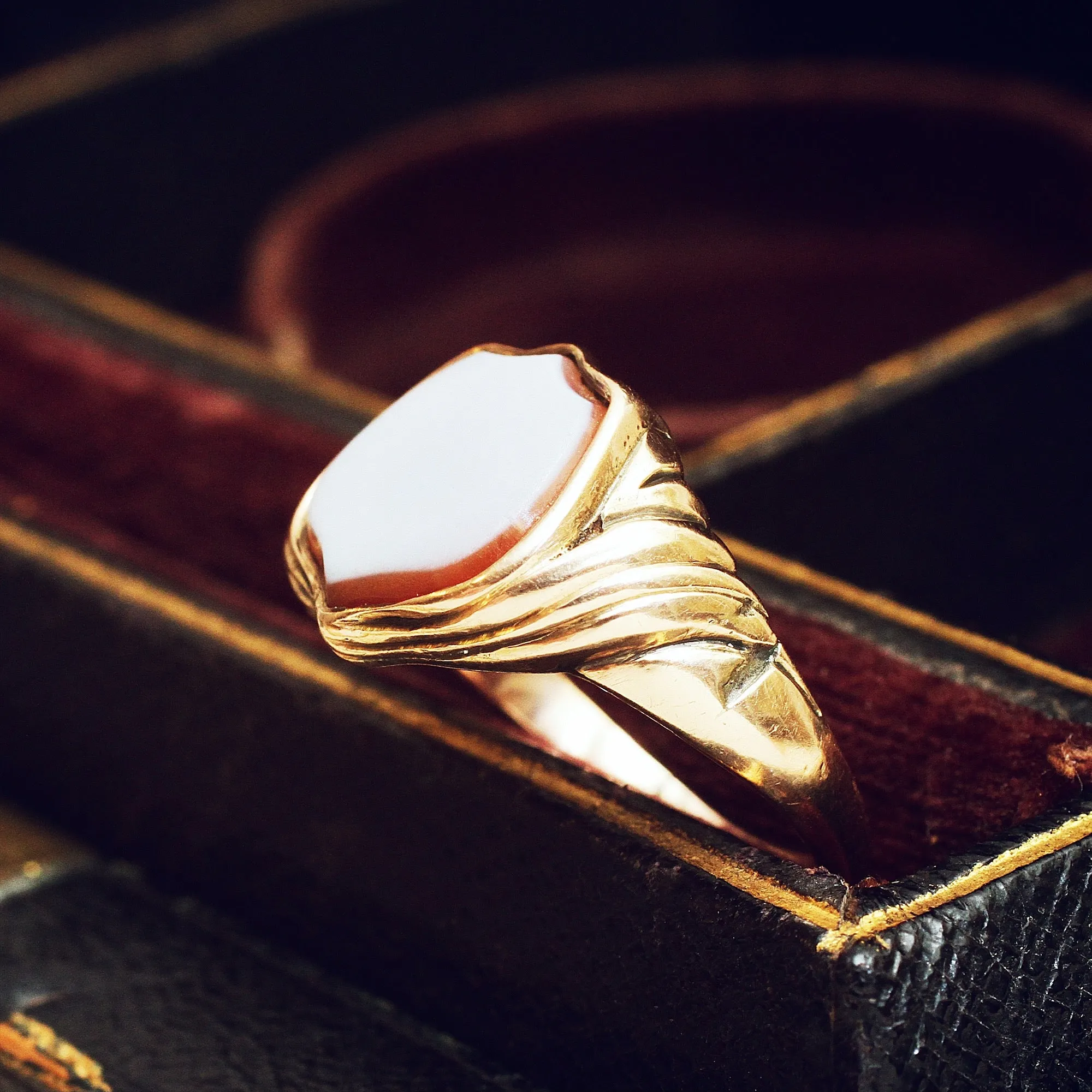 Date 1855 Sardonyx Shield Signet Ring
