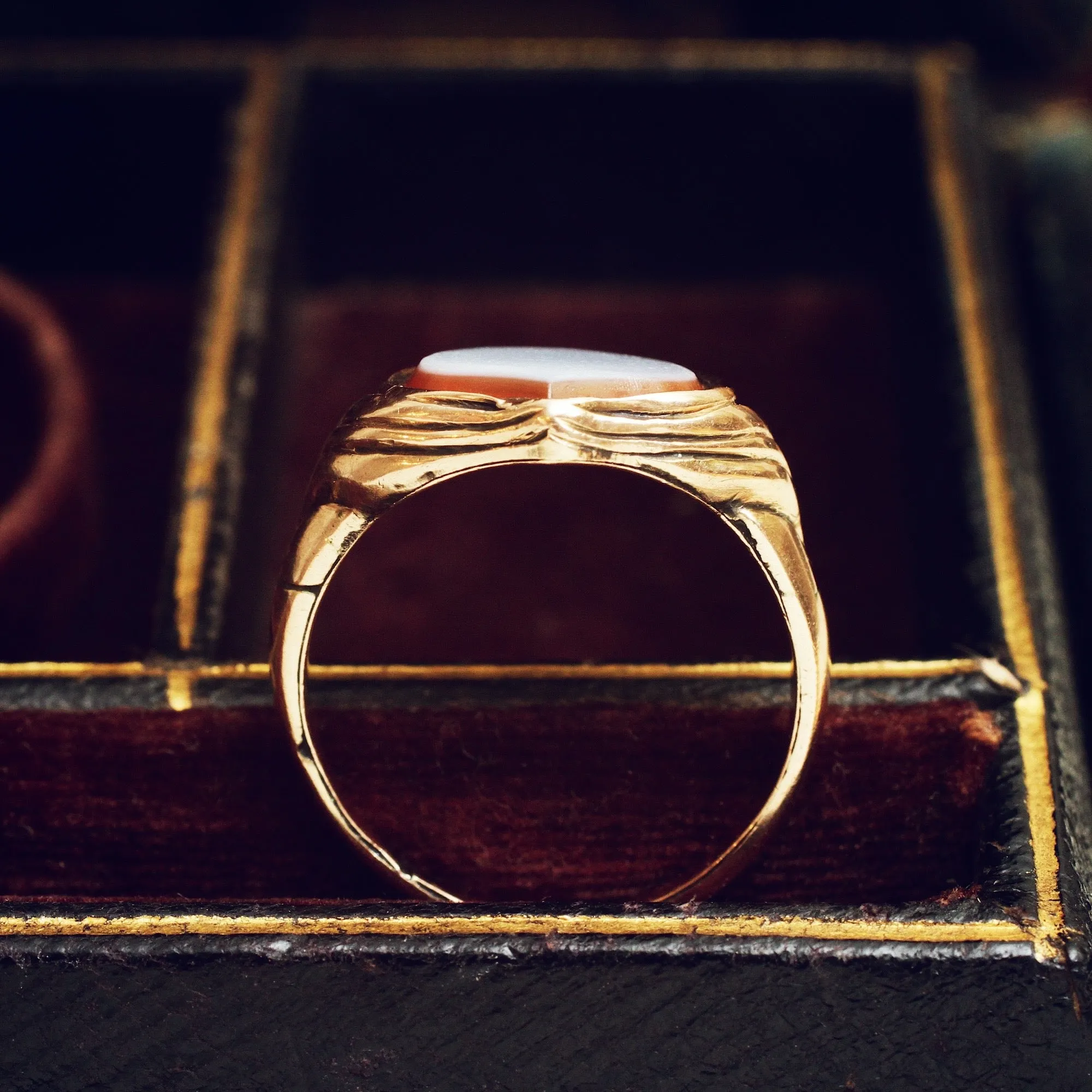 Date 1855 Sardonyx Shield Signet Ring
