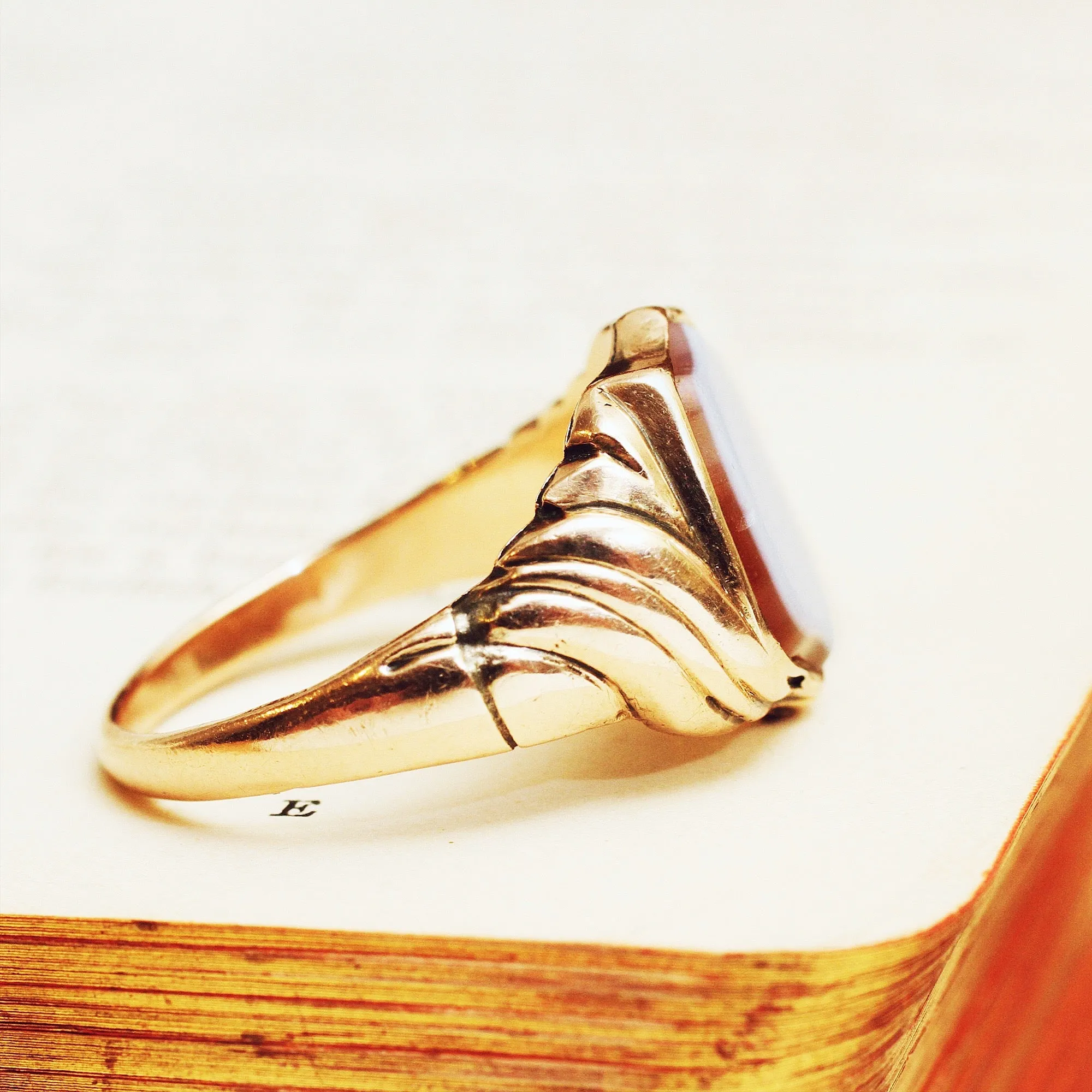 Date 1855 Sardonyx Shield Signet Ring