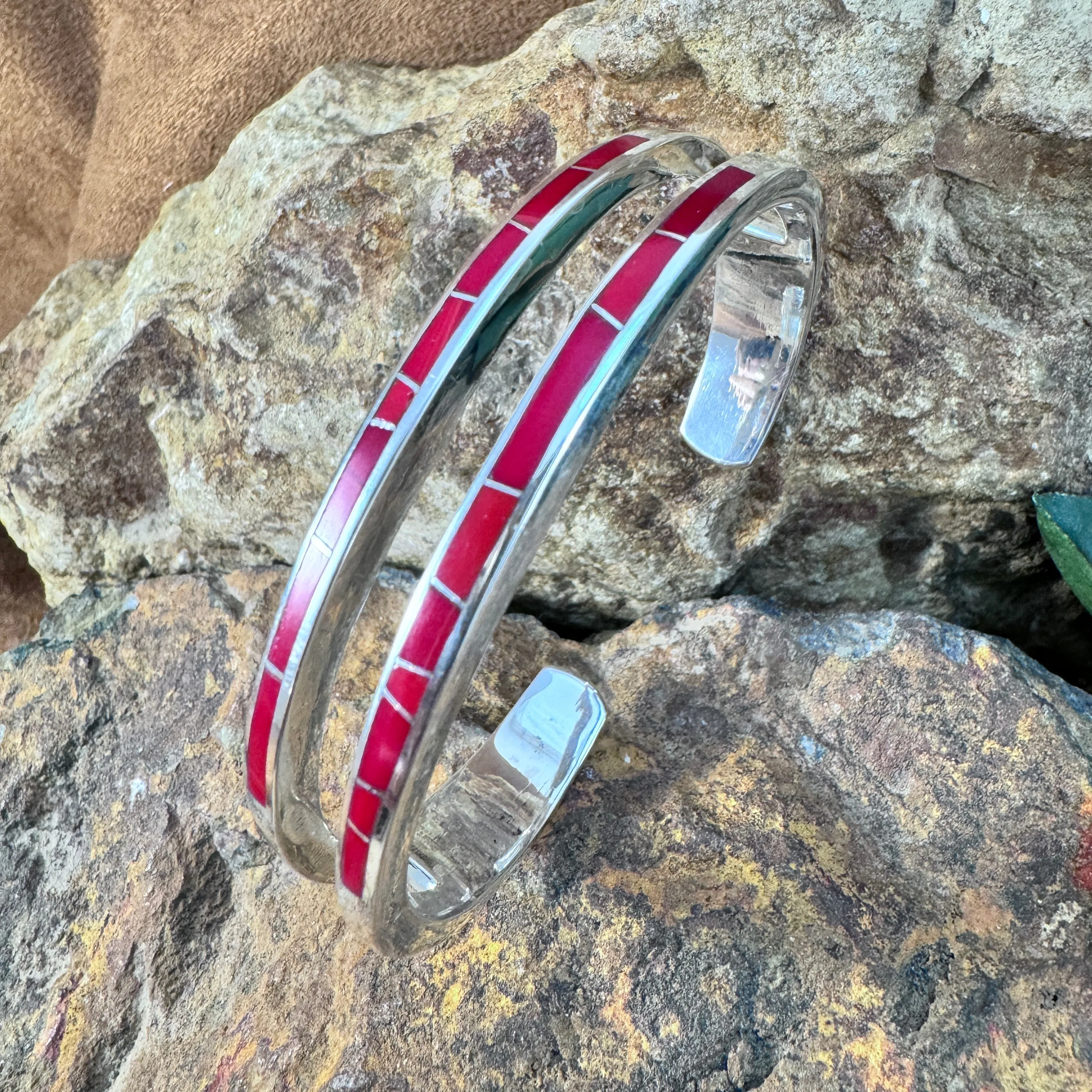David Rosales Rosarita Inlaid Sterling Silver Bracelet