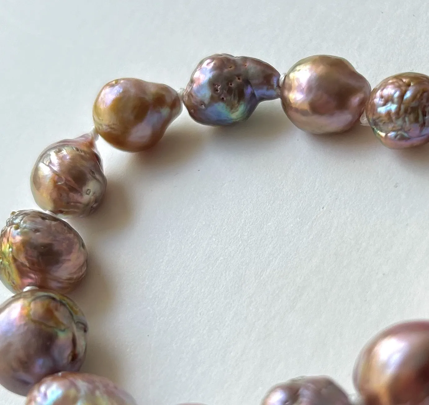 DEEP MAUVE AND TURQUOISE SPRING JAPAN KASUMI BAROQUE BRACELET WITH LARGE PEARLS