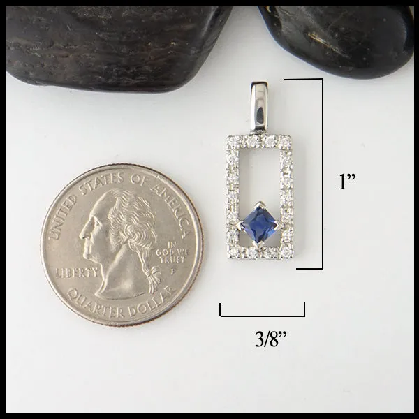 Diamond and Sapphire White Gold Pendant