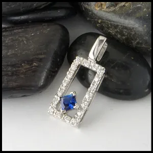 Diamond and Sapphire White Gold Pendant